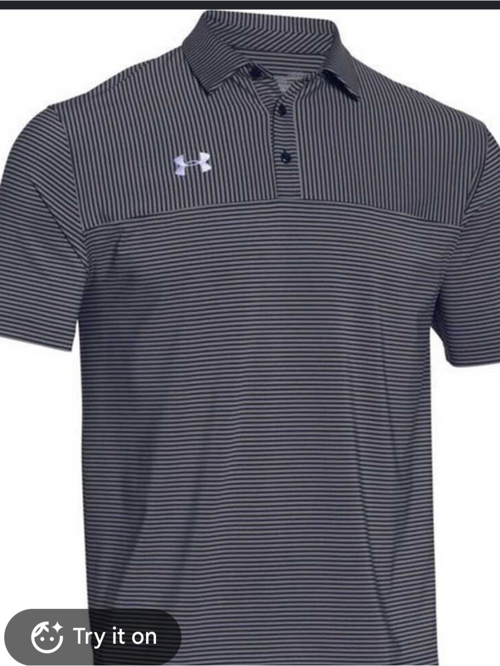 Under Armour Men’s Black & White Striped Golf Polo